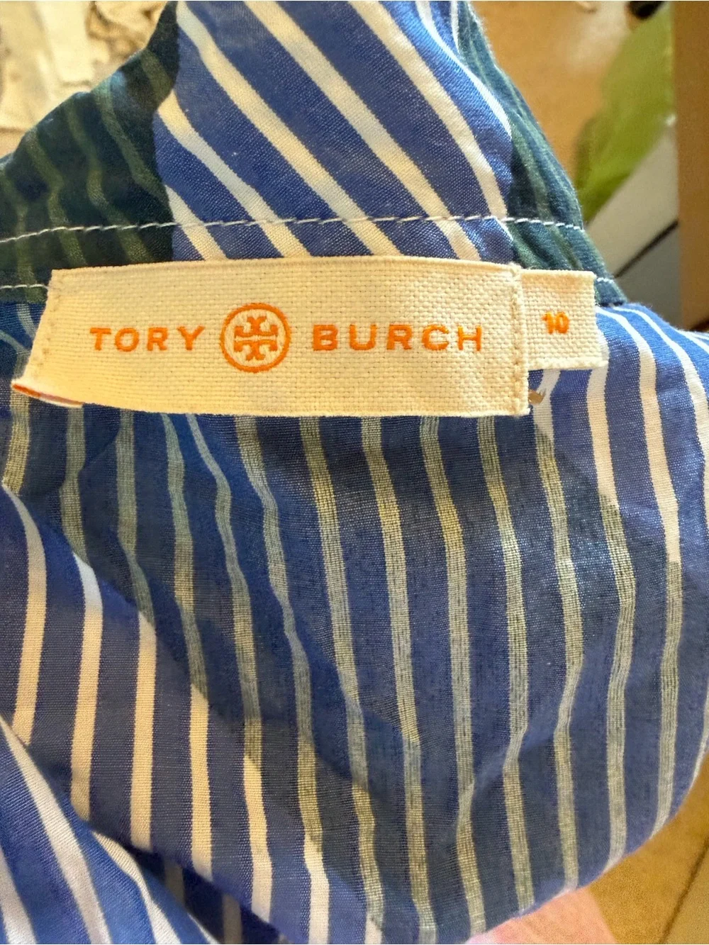 Tory Burch Green & White Sleeveless Wrap Midi Dress